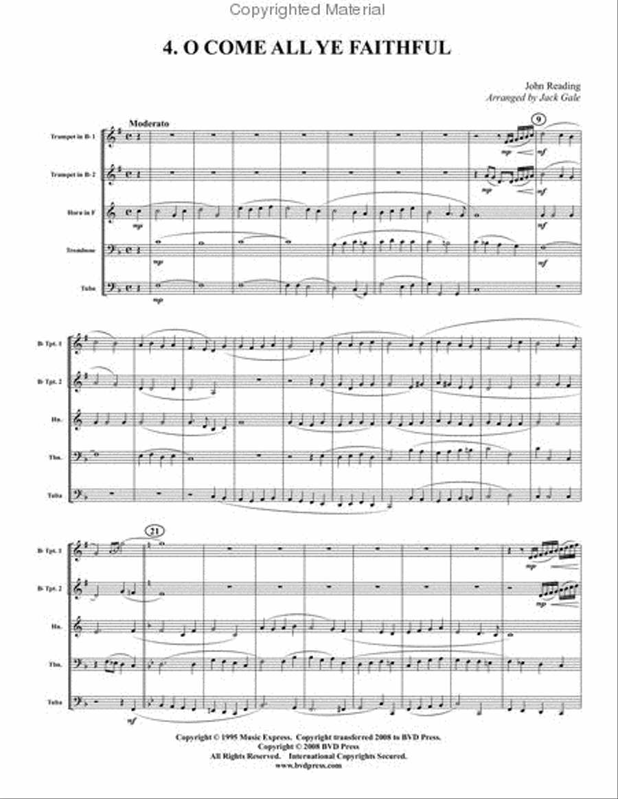 Twelve Christmas Carols Brass Quintet scores gallery preview page 5