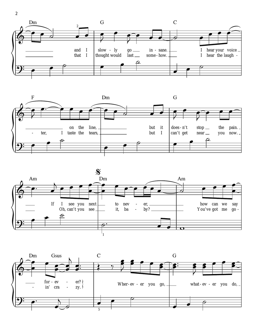 Right Here Waiting Easy Piano scores gallery preview page 2