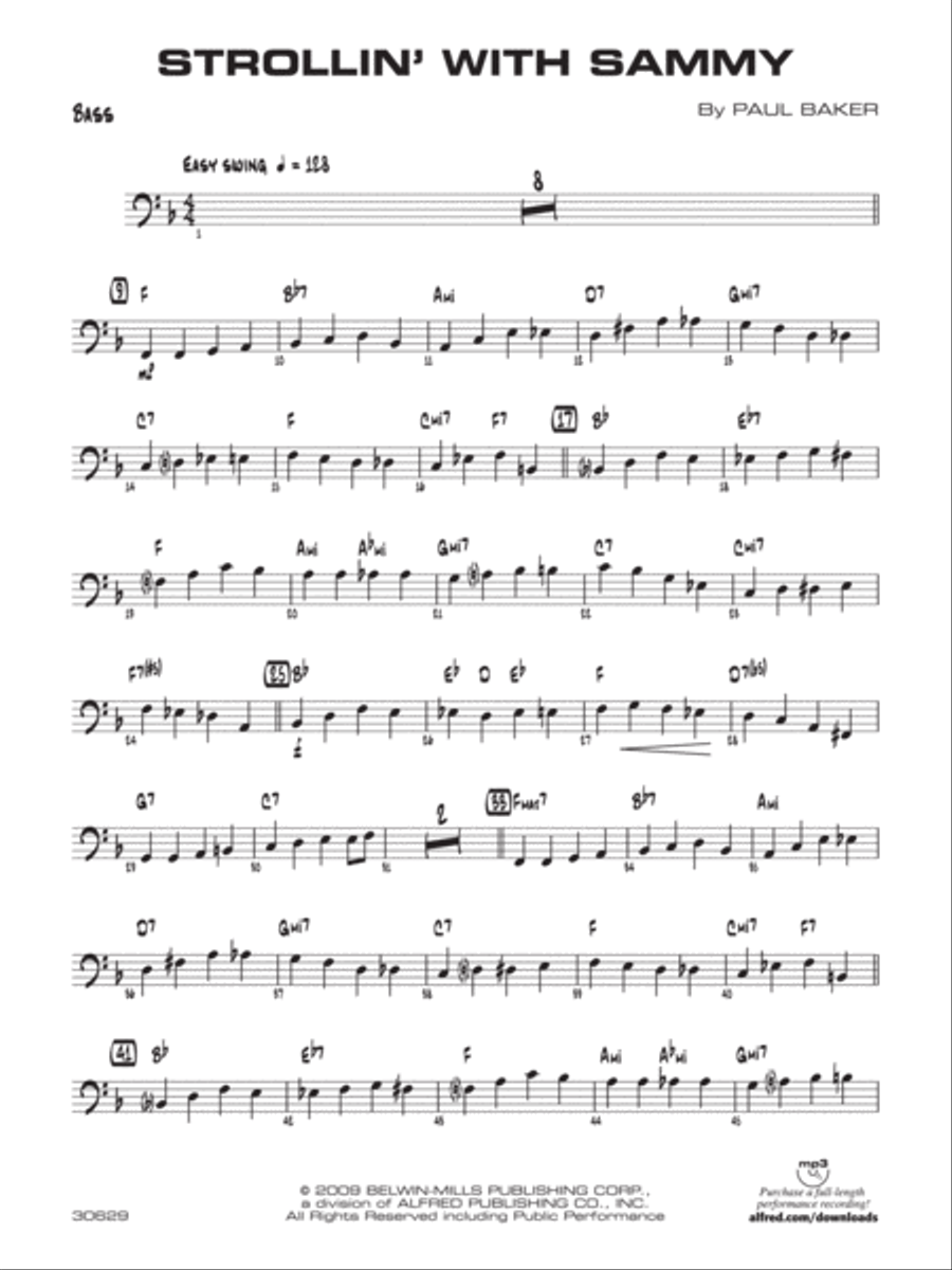 Strollin' with Sammy: String Bass Jazz Ensemble scores gallery preview page 1