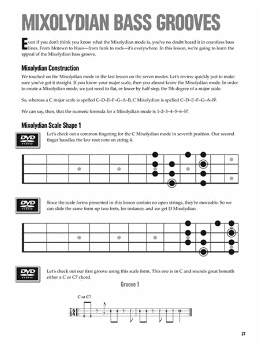 Scales & Modes for Bass – At a Glance Bass Guitar Tablature scores gallery preview page 6