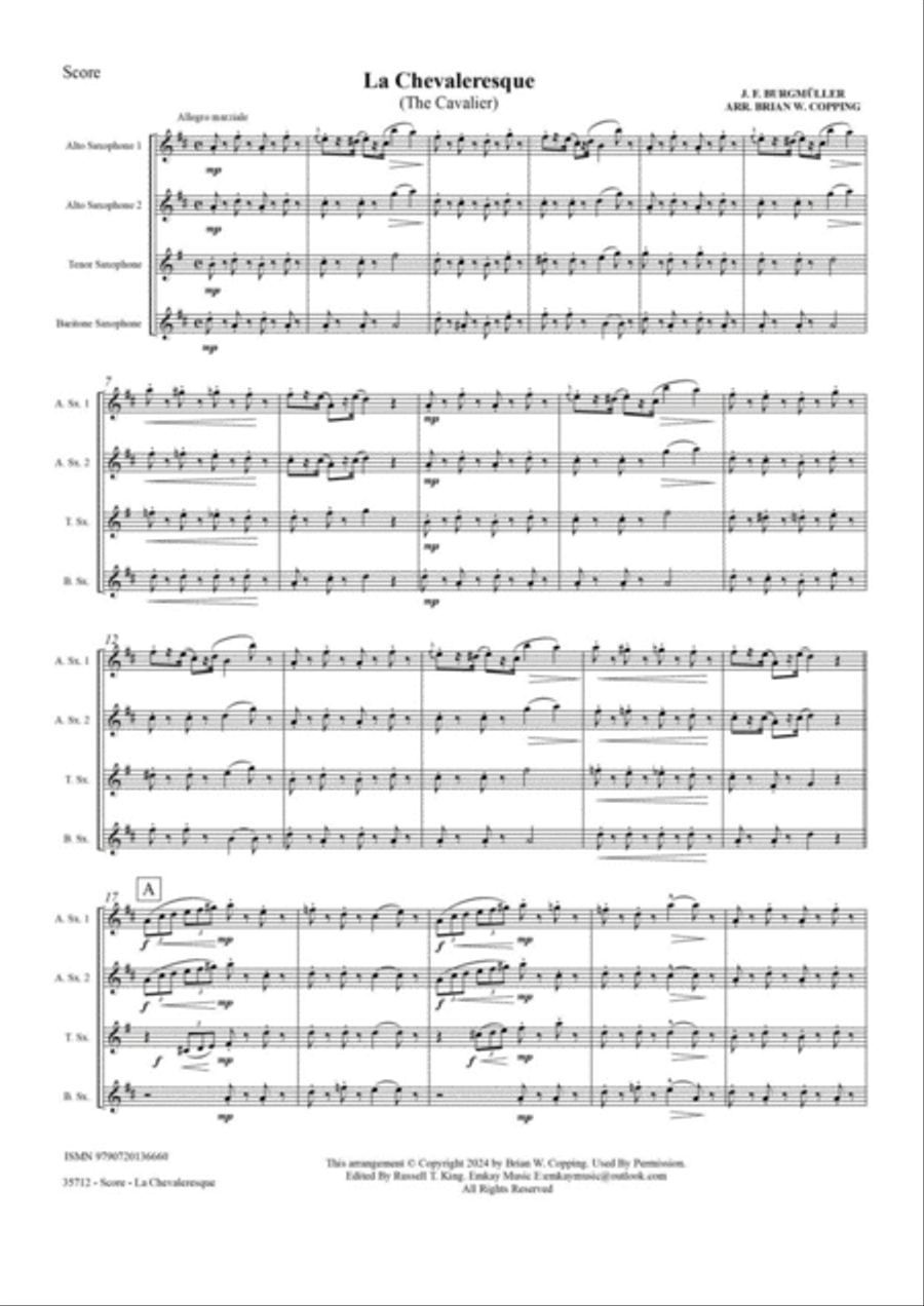 LA CHEVALERESQUE (THE CAVALIER) SAXOPHONE QUARTET Saxophone Quartet scores gallery preview page 2