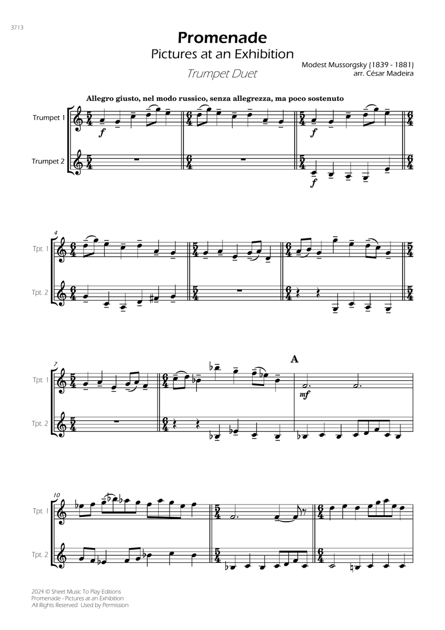 Pictures at an Exhibition - Promenade - Trumpet Duet Trumpet Duet scores gallery preview page 3