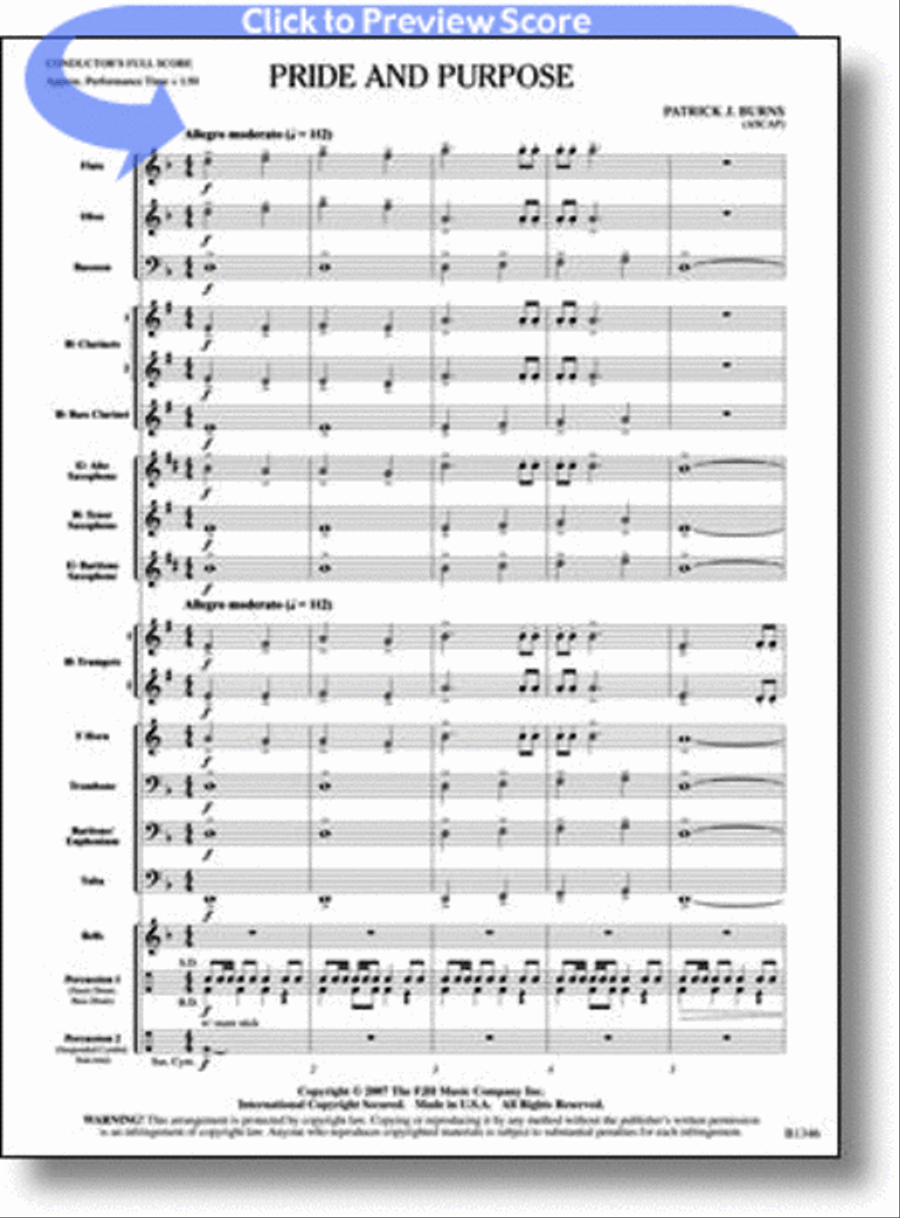 Pride and Purpose Concert Band scores gallery preview page 1