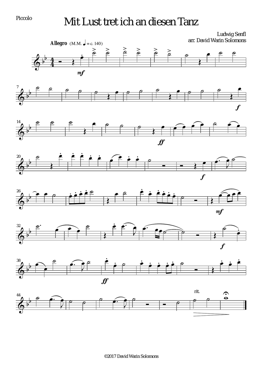 Mit Lust tret ich an diesen Tanz (I'm delighted to join this dance) for flute sextet Flute Solo scores gallery preview page 6