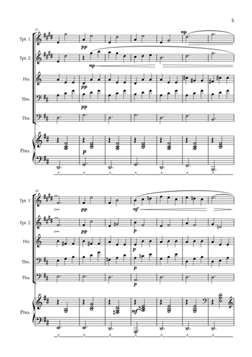 Gymnopédie no 1 | Brass Quintet | Original Key| Piano accompaniment |Easy intermediate image number null