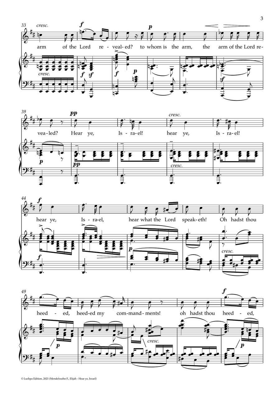 Hear ye, Israel Piano, Vocal scores gallery preview page 5