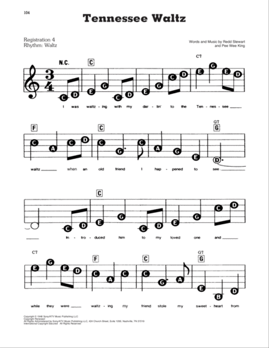 Tennessee Waltz Electronic Keyboard scores gallery preview page 1