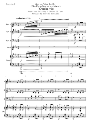 <Flex Piano Quartet and Vocal > 'O sole mio for Low Voice (Key:Eb)