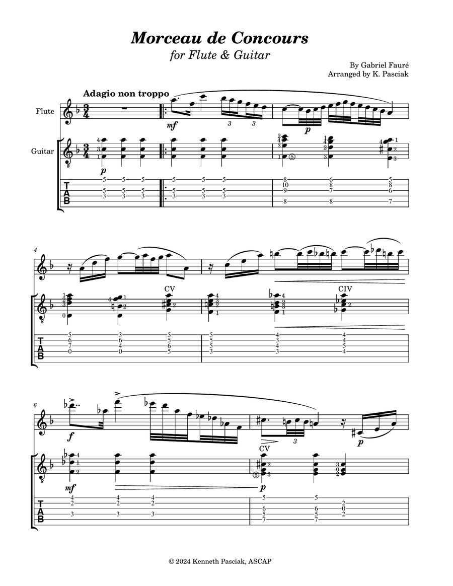 Morceau de Concours (for Flute & Guitar) Chamber Music scores gallery preview page 3