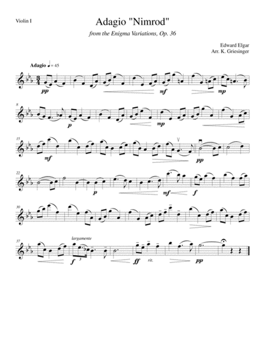 Adagio "Nimrod" from Enigma Variations (Elgar) String Quartet image number null