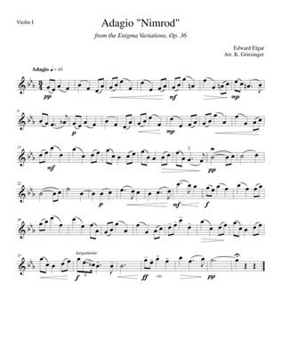 Book cover for Adagio "Nimrod" from Enigma Variations (Elgar) String Quartet
