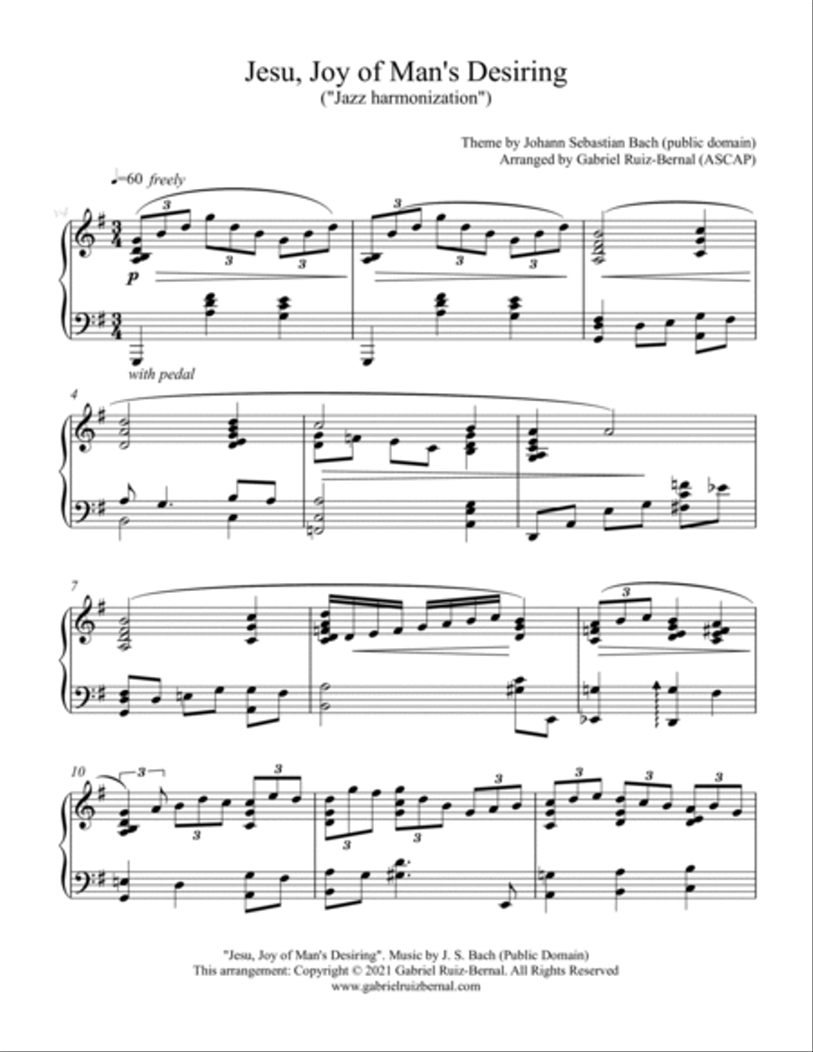 JESU JOY OF MAN'S DESIRING (Bach) -jazz piano arrangement Piano Solo scores gallery preview page 2