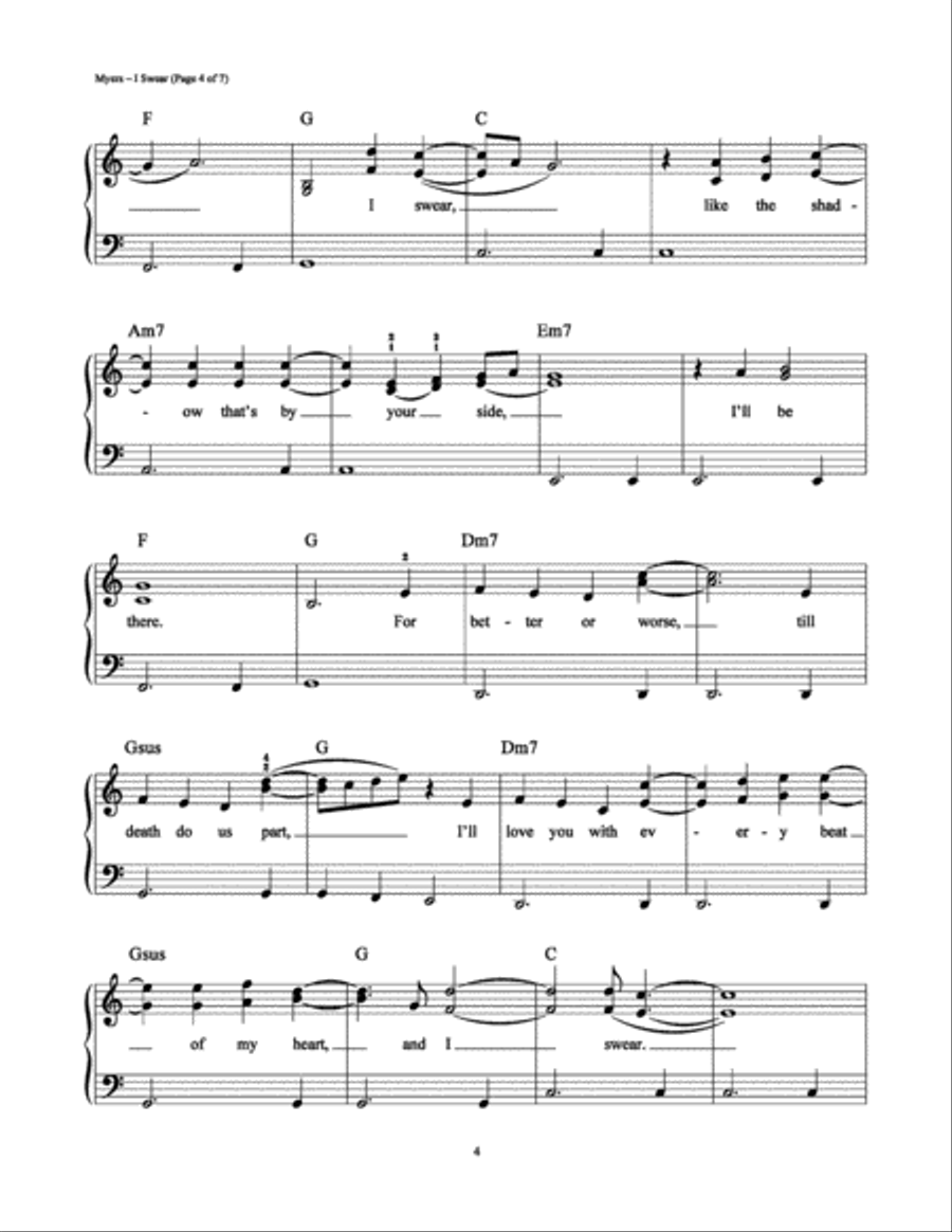 I Swear Easy Piano scores gallery preview page 4