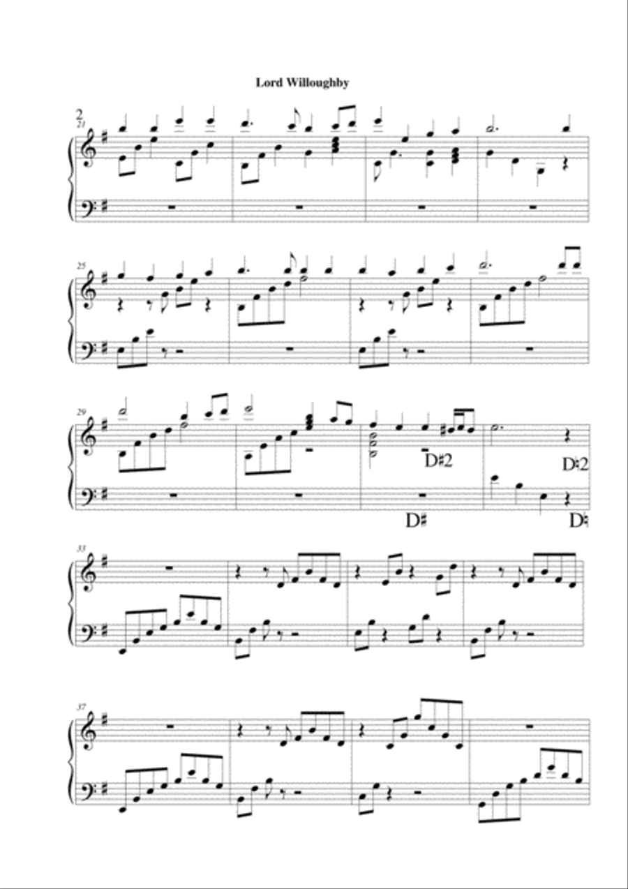 Lord Willoughby - lever harp solo Celtic Harp scores gallery preview page 2