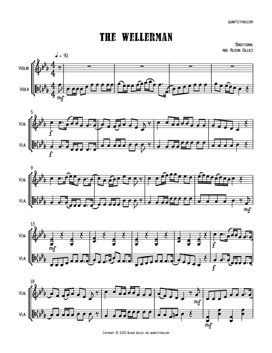 The Wellerman Sea Shanty - Violin & Viola Duet String Duet scores gallery preview page 1