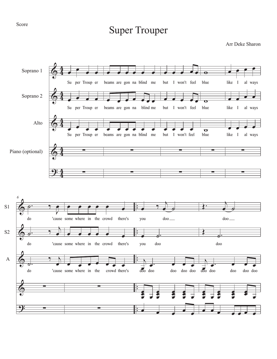 Super Trouper SSA scores gallery preview page 1
