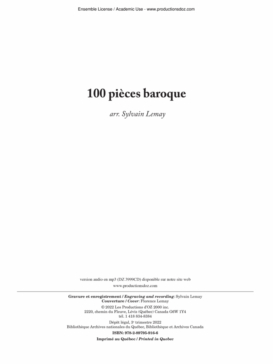 100 pièces baroque Classical Guitar scores gallery preview page 1