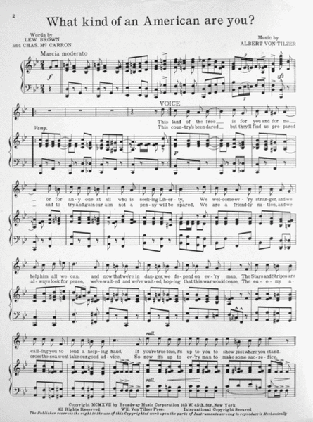 What Kind of an American are You by Albert Von Tilzer 3-Part - Digital Sheet Music