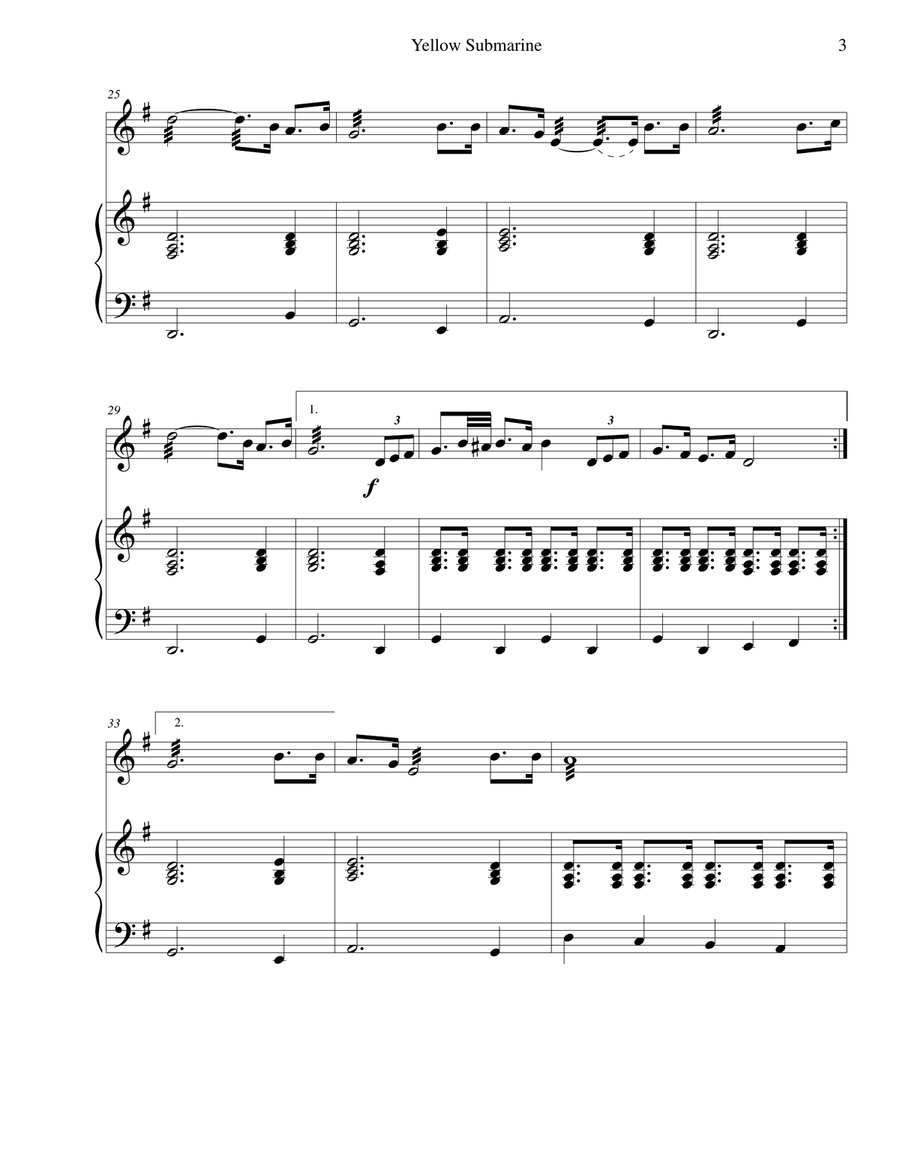 Yellow Submarine Piano scores gallery preview page 3