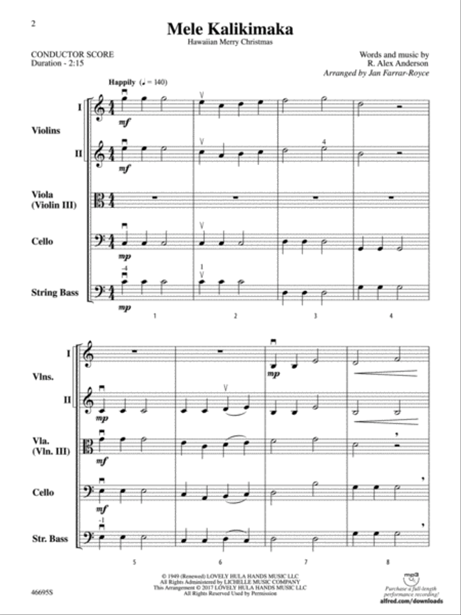 Mele Kalikimaka: Score String Orchestra scores gallery preview page 2