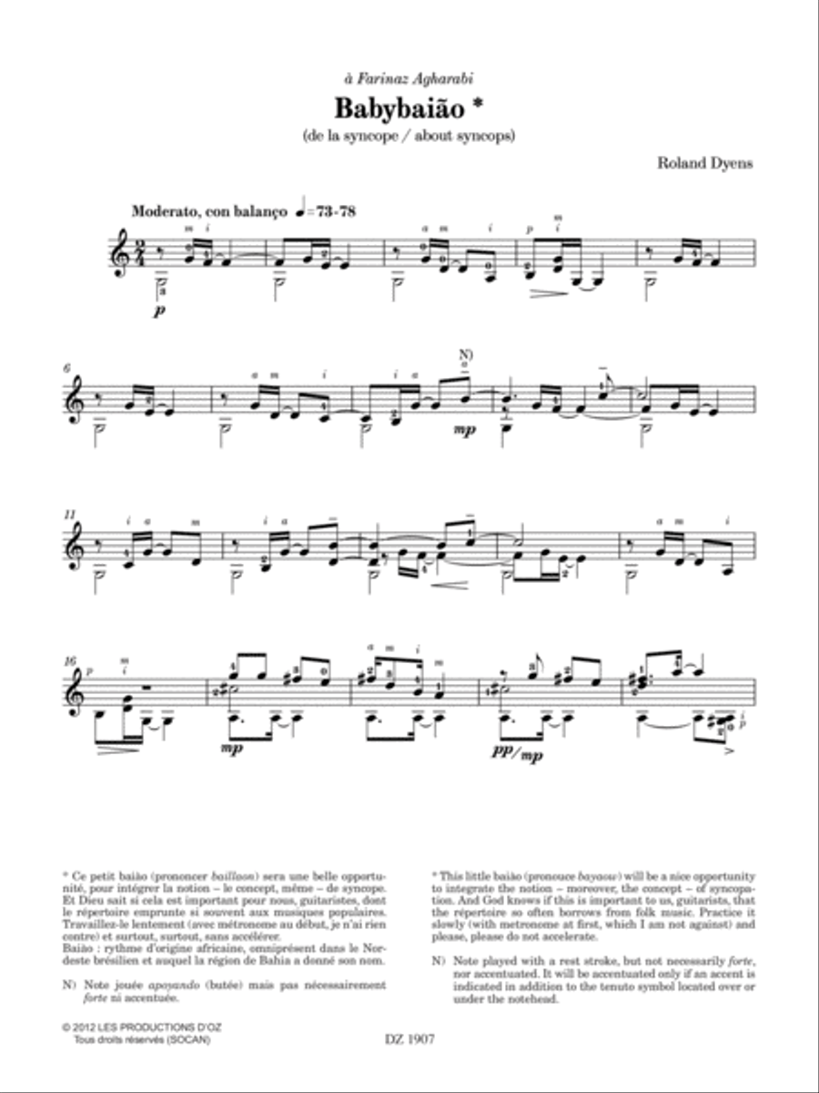 Les 100 de Roland Dyens - Babybaião Classical Guitar scores gallery preview page 2