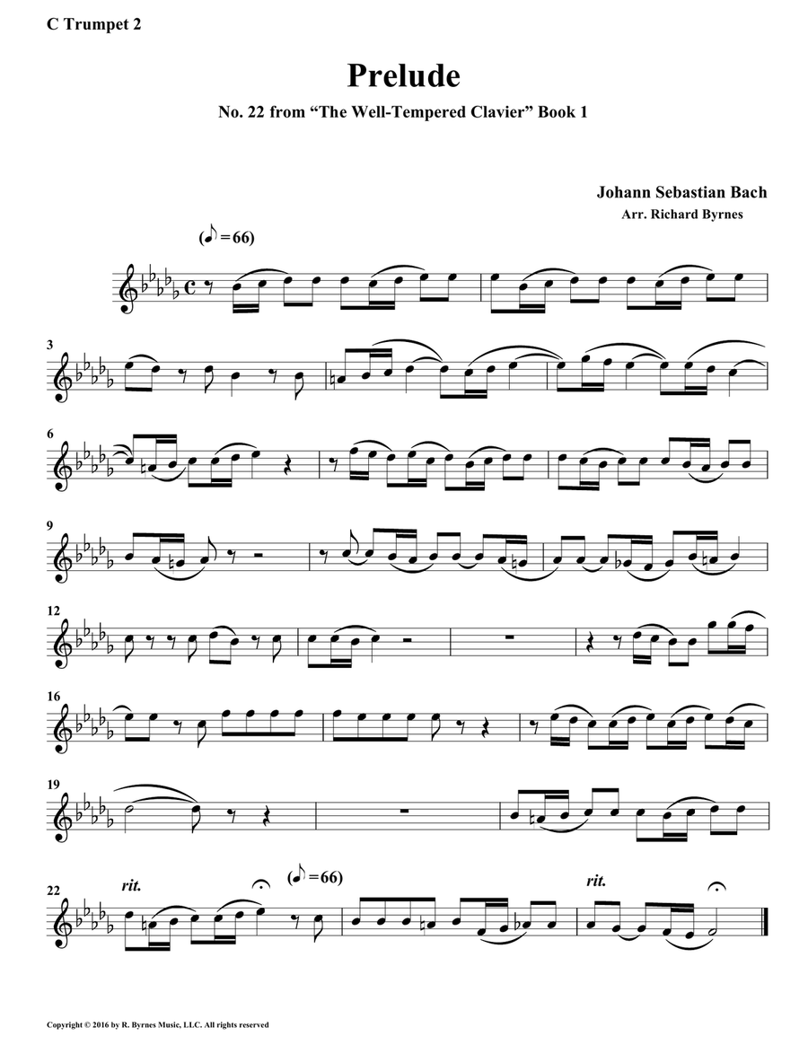 Prelude 22 from Well-Tempered Clavier, Book 1 (Brass Octet) Horn scores gallery preview page 5