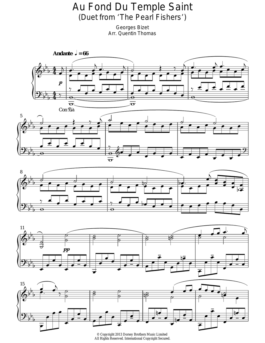 Au Fond Du Temple Saint Piano Solo scores gallery preview page 1