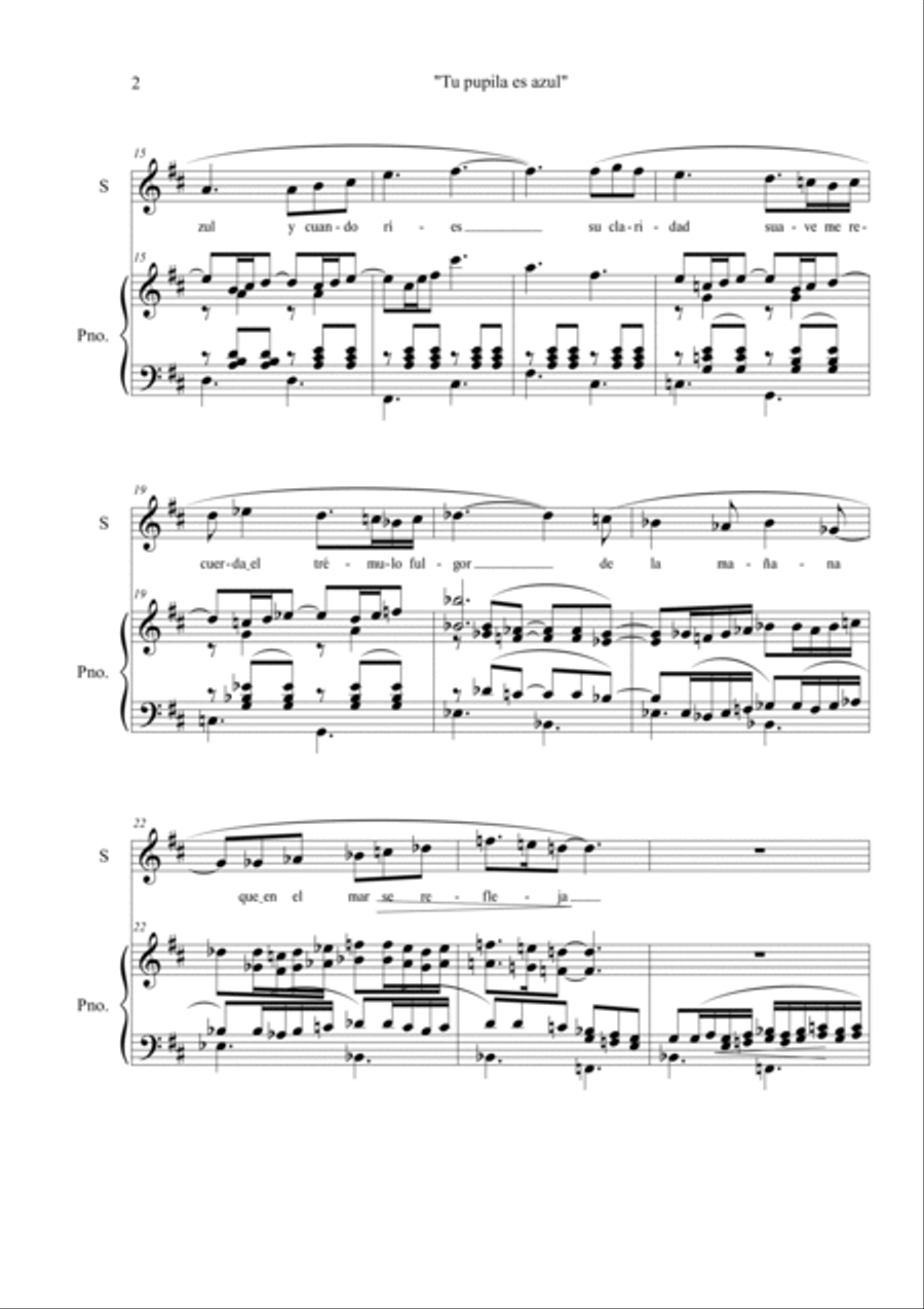 Rima 13. Tu pupila es azul (soprano & piano) Piano, Vocal, Guitar scores gallery preview page 4