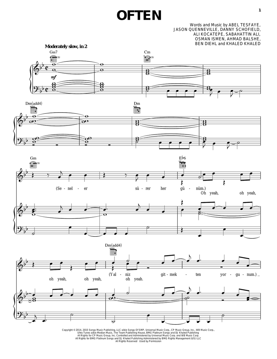 Often Piano, Vocal, Guitar scores gallery preview page 1