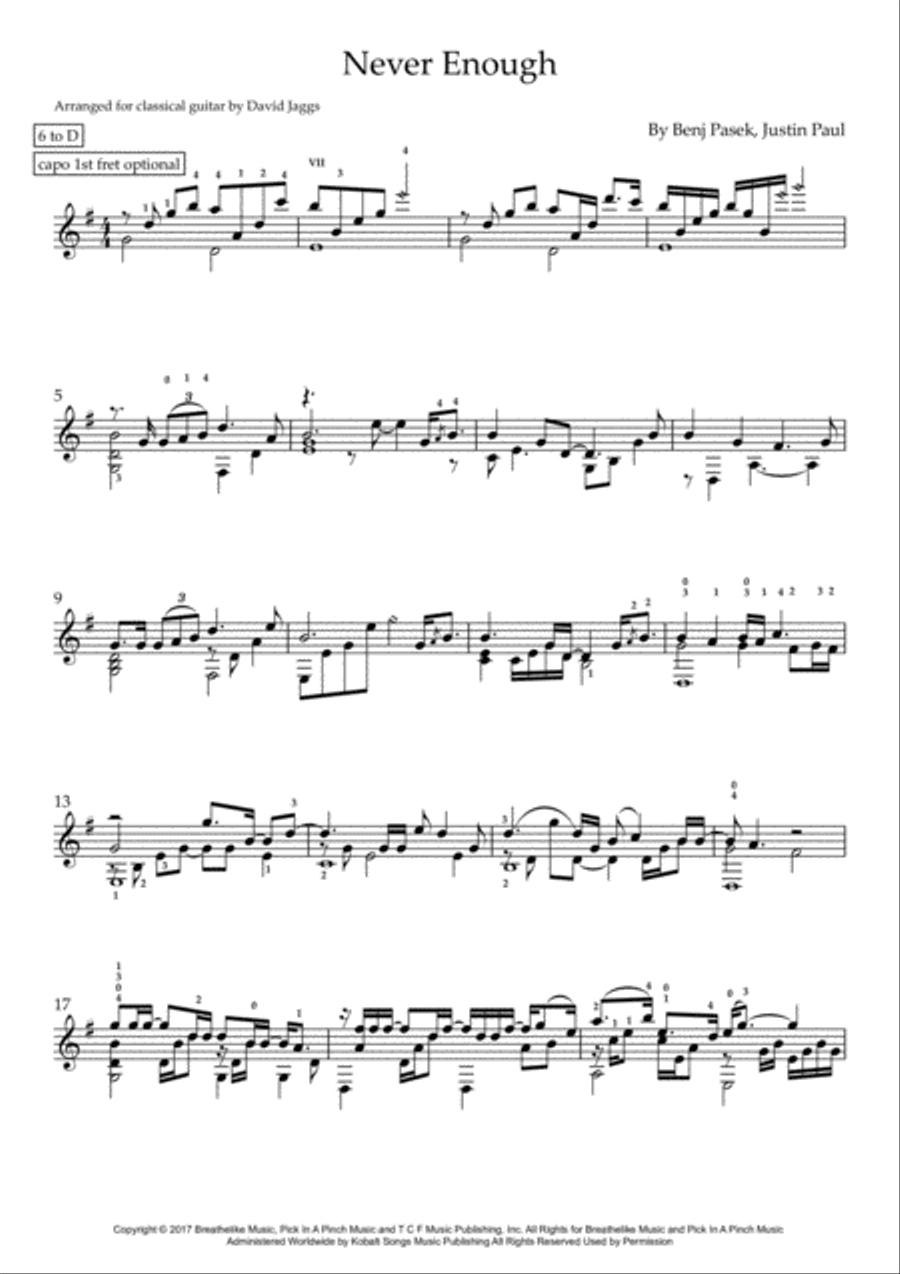 Never Enough Guitar Solo scores gallery preview page 1