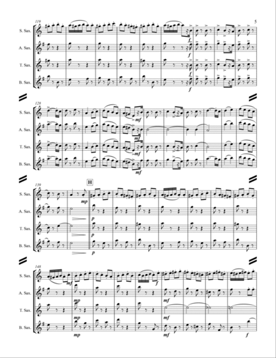Bizet - Farandole from L'Arlesienne Suite No. II (for Saxophone Quartet SATB) Saxophone Quartet scores gallery preview page 6