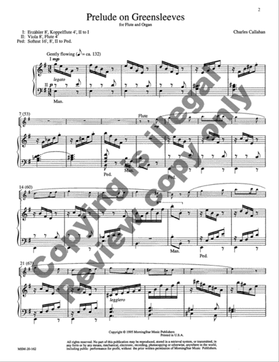 A Prelude on Greensleeves for Flute and Organ Flute Solo scores gallery preview page 2