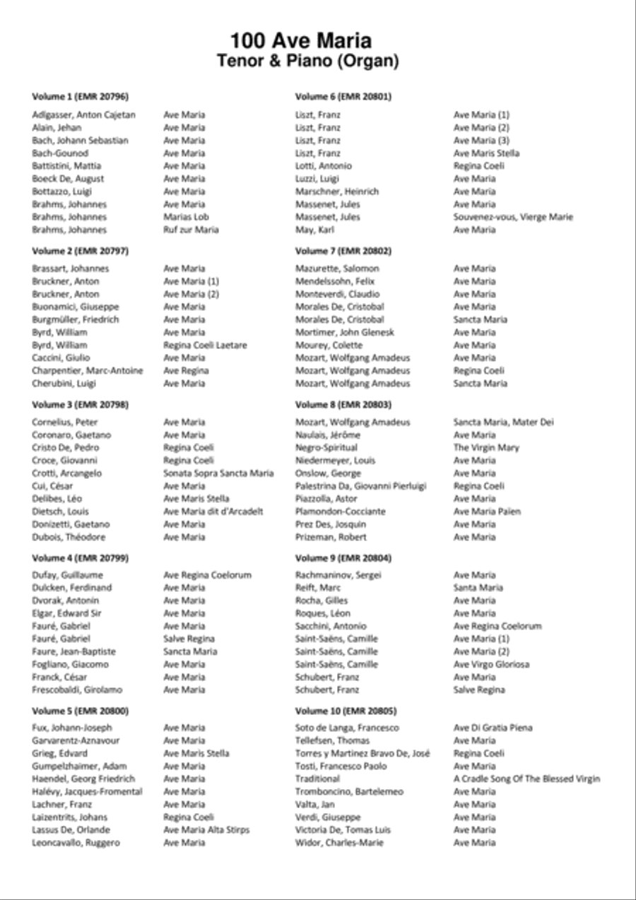 100 Ave Maria Volume 1 Tenor Voice scores gallery preview page 14