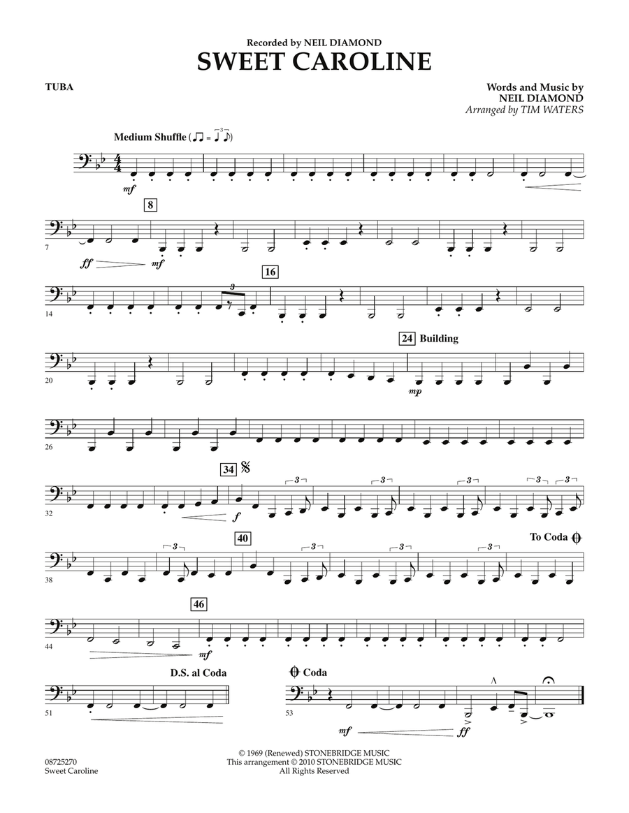 Sweet Caroline - Tuba Concert Band scores gallery preview page 1