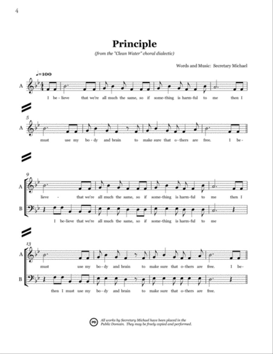 Clean Water: A Choral Dialectic for Unaccompanied SATB Choir 4-Part scores gallery preview page 4