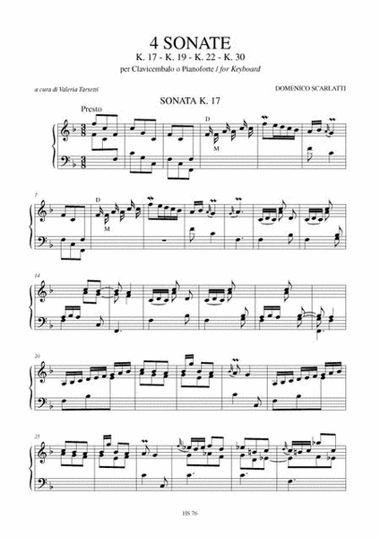 4 Sonatas (K. 17, 19, 22, 30) for Keyboard image number null