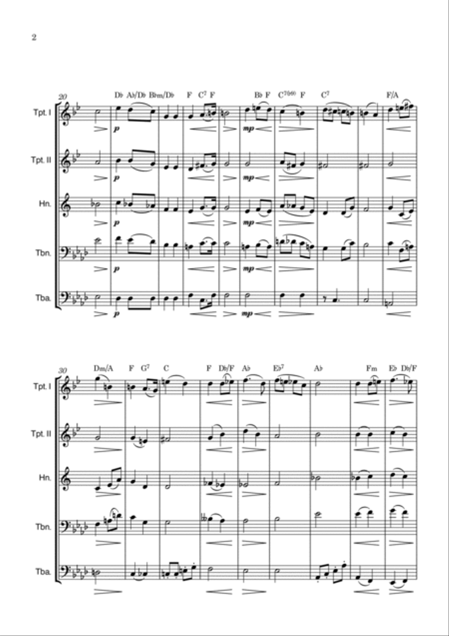 Bridal Chorus Brass Quintet scores gallery preview page 2