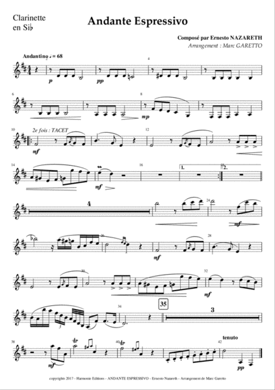 Andante Espressivo - Ernesto NAZARETH - for Chamber Orchestra Chamber Orchestra scores gallery preview page 2