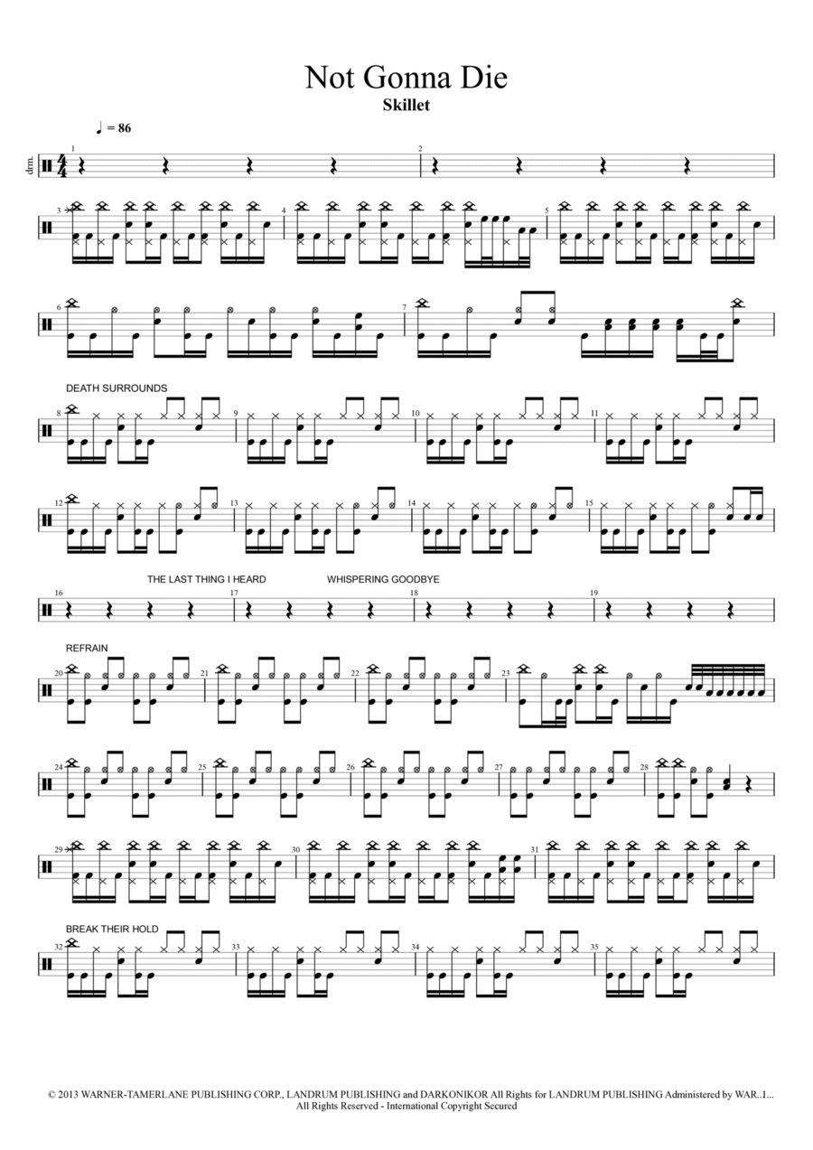 Not Gonna Die Not Gonna Die Drum Set scores gallery preview page 1