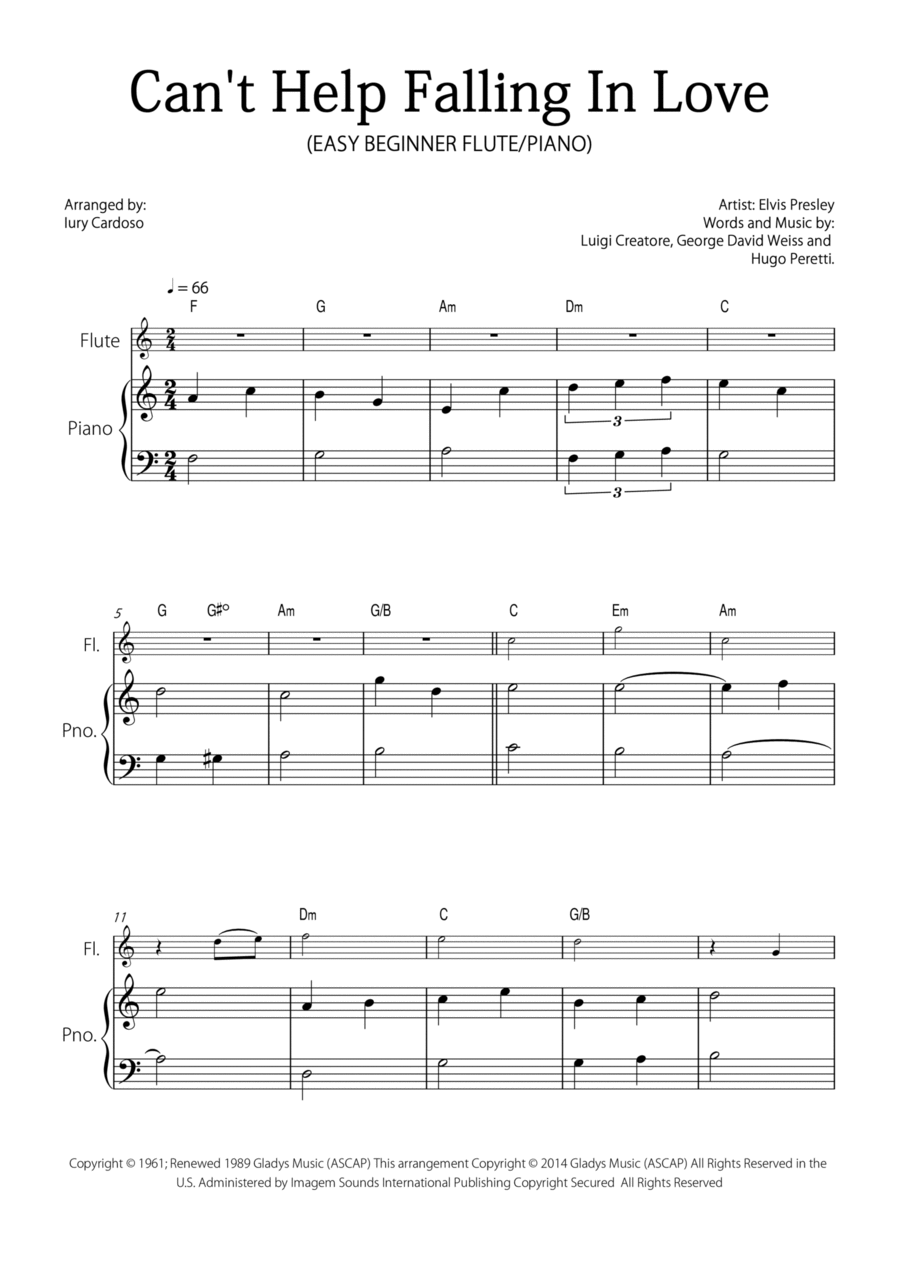Can't Help Falling In Love Chamber Music scores gallery preview page 1
