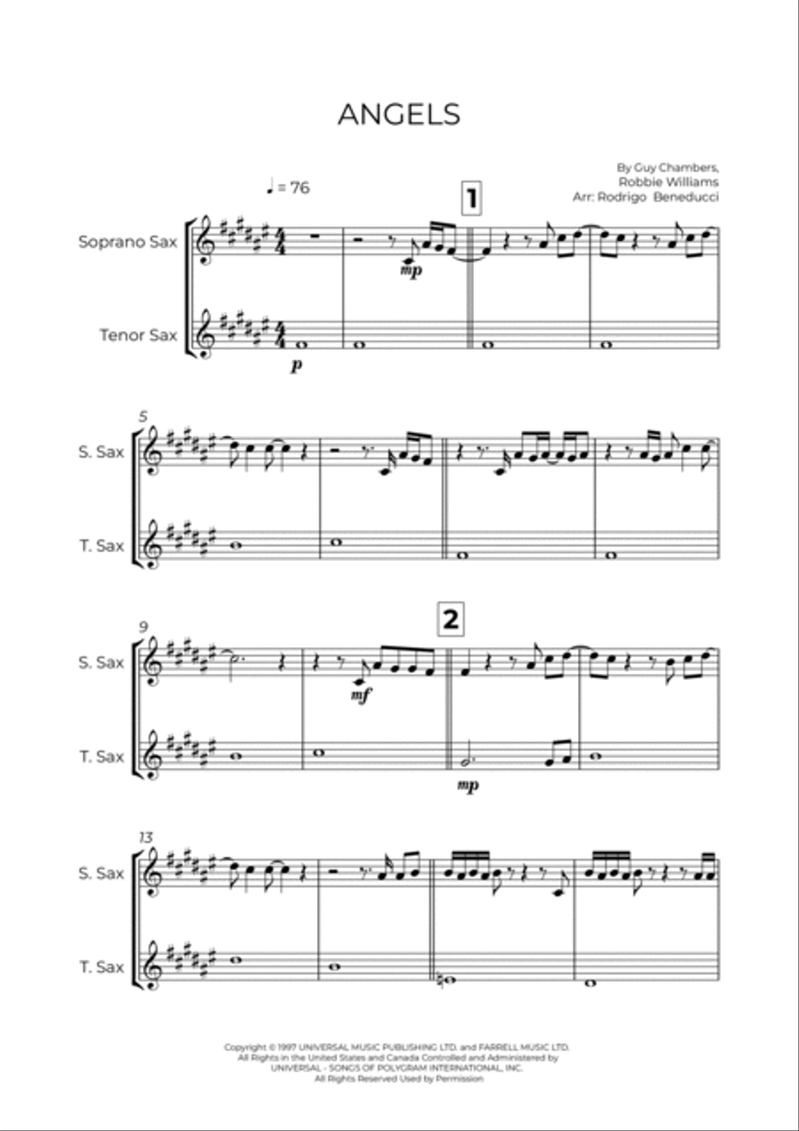 Angels Tenor Saxophone scores gallery preview page 2