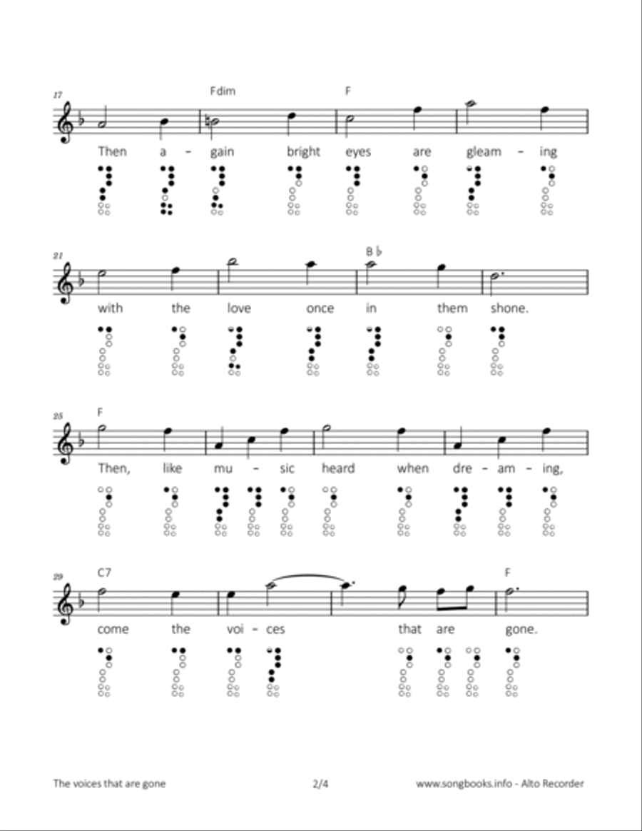 The voices that are gone Alto Recorder scores gallery preview page 2