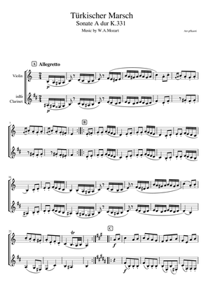 "Turkish March K.331" Violin & Clarinet / non accompaniment