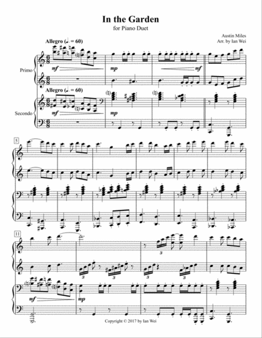 In the Garden for Piano Duet 1 Piano, 4-Hands scores gallery preview page 1