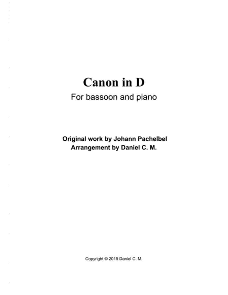 Canon in D for bassoon and piano Bassoon Solo scores gallery preview page 1