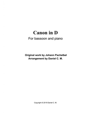 Canon in D for bassoon and piano