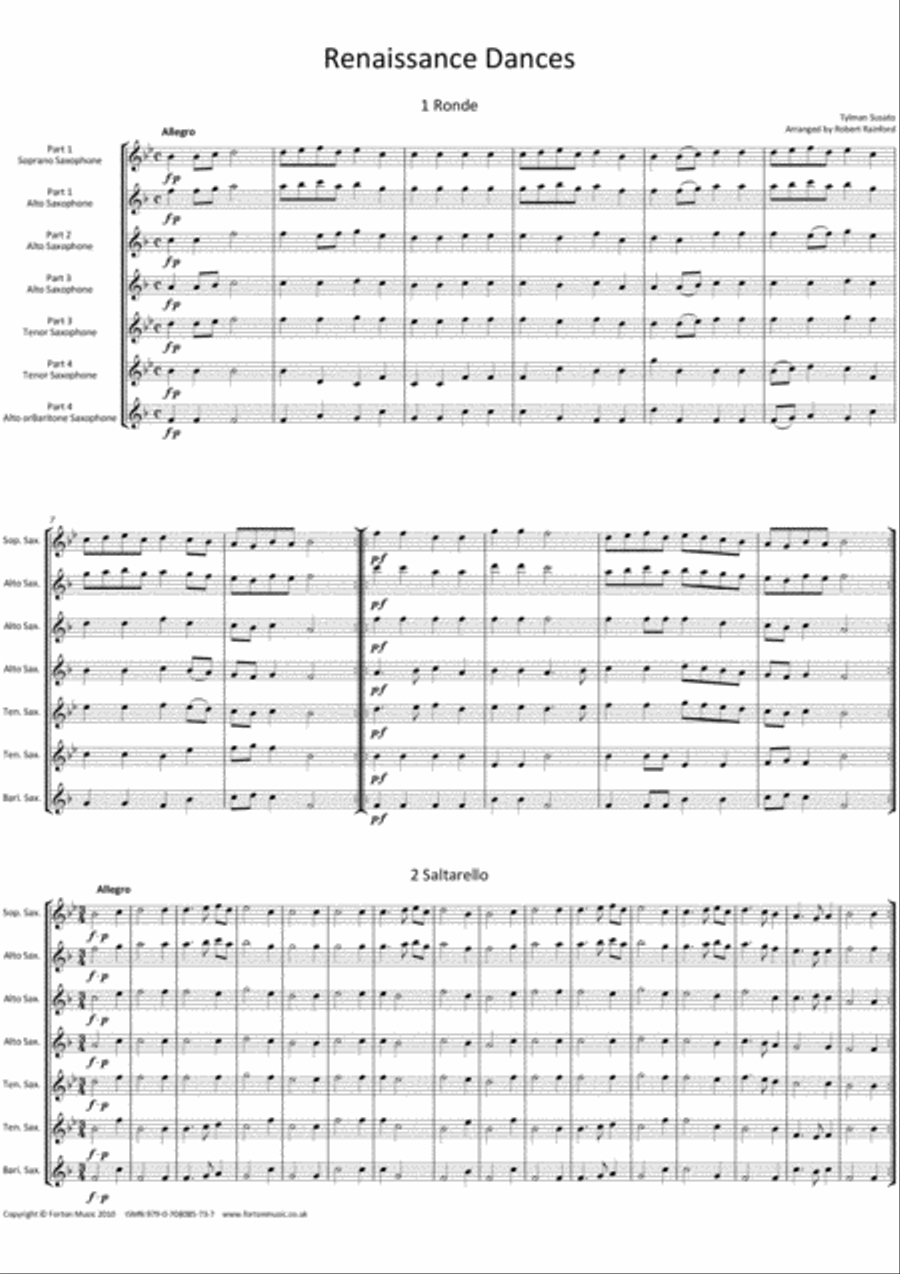 Renaissance Dances Renaissance Dances Saxophone Ensemble scores gallery preview page 2