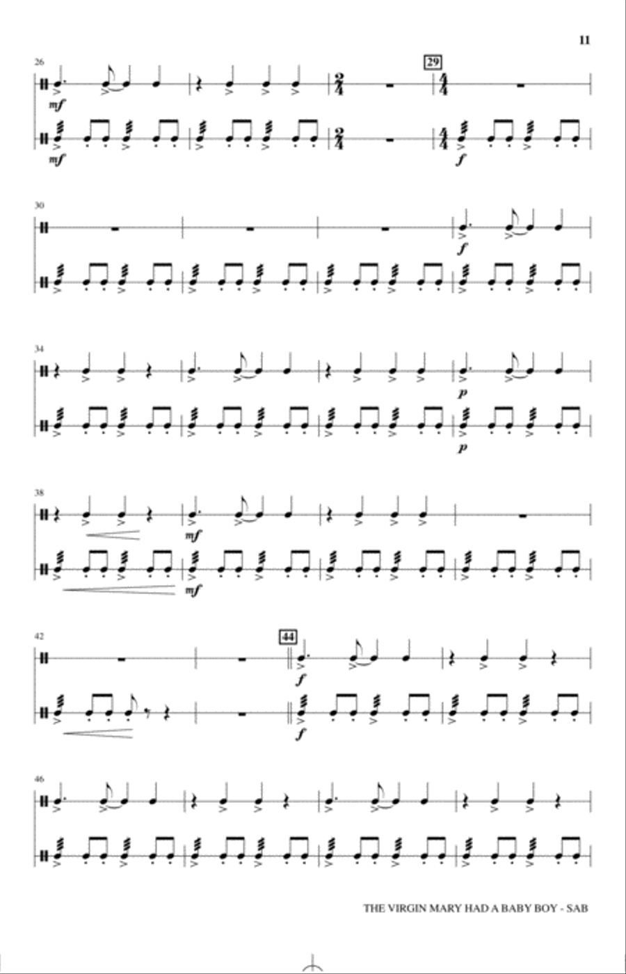 The Virgin Mary Had A Baby Boy (arr. Michael Ware) 3-Part scores gallery preview page 10