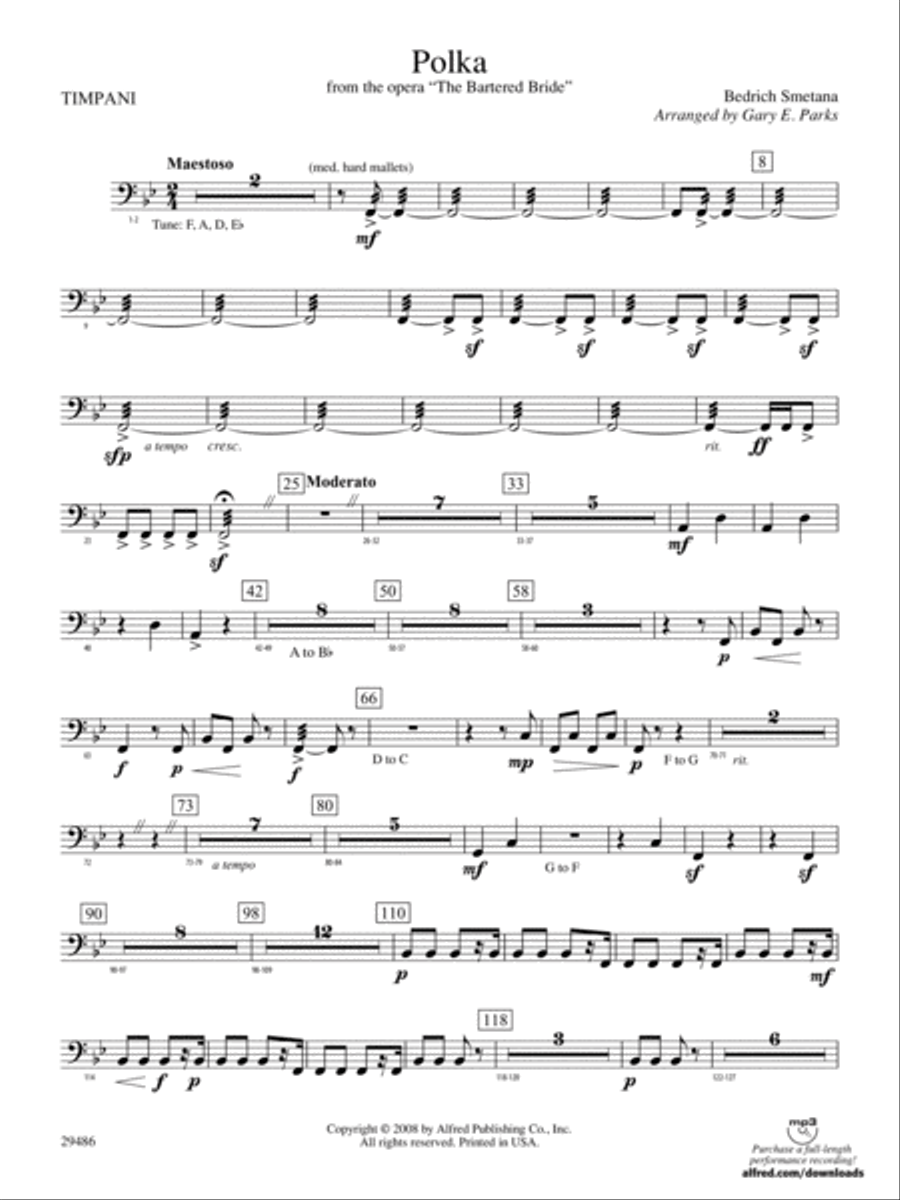 Polka from The Bartered Bride: Timpani Concert Band scores gallery preview page 1