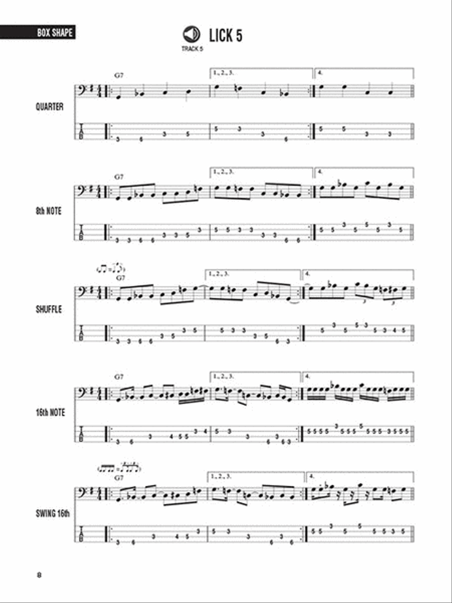 Bass Licks Bass Guitar Tablature scores gallery preview page 4